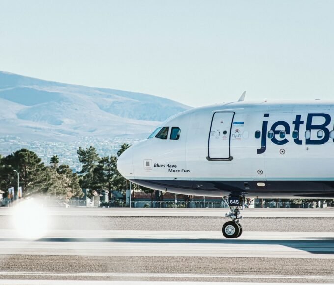 a plane on the runway