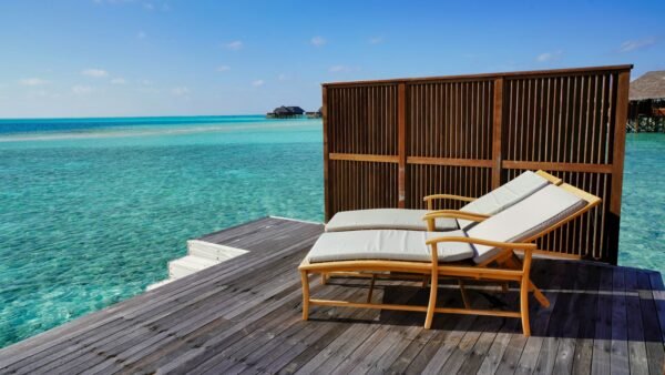 brown wooden bench on dock near body of water during daytime