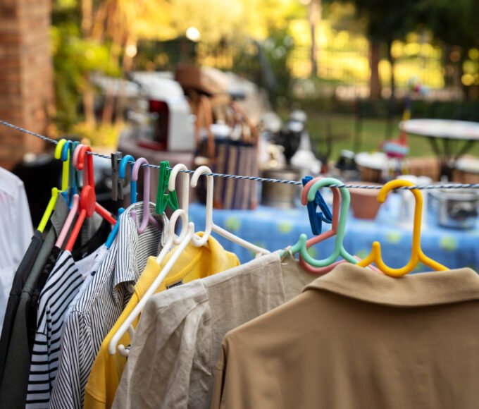 A picture of a clothesline outside.