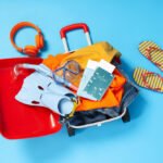 This is a picture of a luggage with items in it.